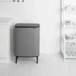 Brabantia Bo touch bin high 2x30 L, Mineral concrete grey< Prullenbakken