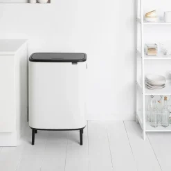 Brabantia Bo touch bin high 2x30 L, Wit< Prullenbakken