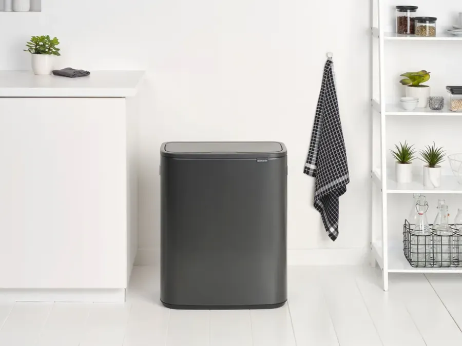 Brabantia Bo touch bin 2x30 L, Confident Grey< Prullenbakken