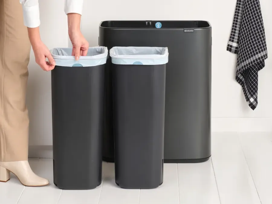 Brabantia Bo touch bin 2x30 L, Confident Grey< Prullenbakken