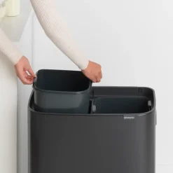 Brabantia Bo touch bin 2x30 L, Mat zwart< Prullenbakken