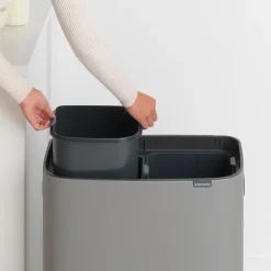 Brabantia Bo touch bin 2x30 L, Mineral concrete grey< Prullenbakken