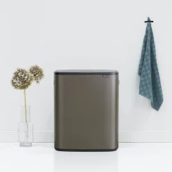Brabantia Bo touch bin 2x30 L, Platinum< Prullenbakken