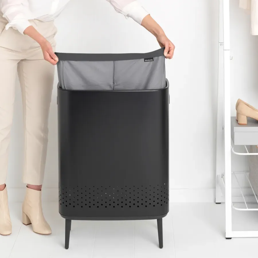 Brabantia Bo wasmand high 2x45 L, Matzwart< Wasmanden