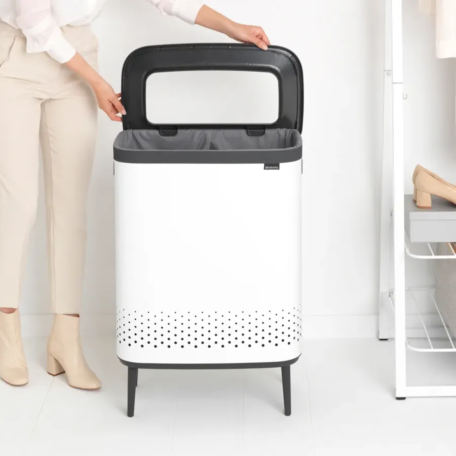 Brabantia Bo wasmand high 2x45 L, Wit< Wasmanden