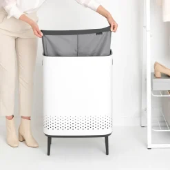 Brabantia Bo wasmand high 2x45 L, Wit< Wasmanden