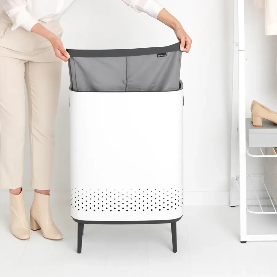 Brabantia Bo wasmand high 2x45 L, Wit< Wasmanden