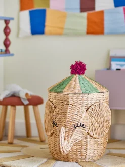 Bloomingville Bobo mand met deksel 35x50 cm, Natuur< Opbergmanden|Opbergoplossingen Voor De Kinderkamer