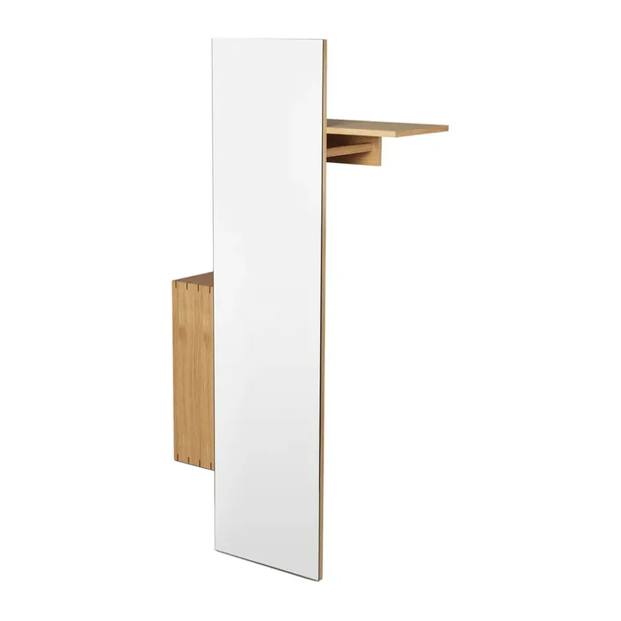 Ferm Living Bon hallway cabinet kapstok met spiegel, Oiled Oak< Garderobehaken & Hoedenplanken