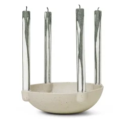 Ferm Living Bowl adventskandelaar keramiek large Ø27 cm, Lichtgrijs< Adventskandelaars & -Kaarsen