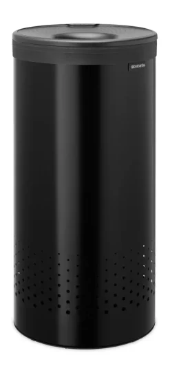 Brabantia wasbox met kunststof deksel 35 L, Matzwart< Wasmanden
