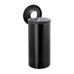 Brabantia wasbox met kunststof deksel 35 L, Matzwart< Wasmanden