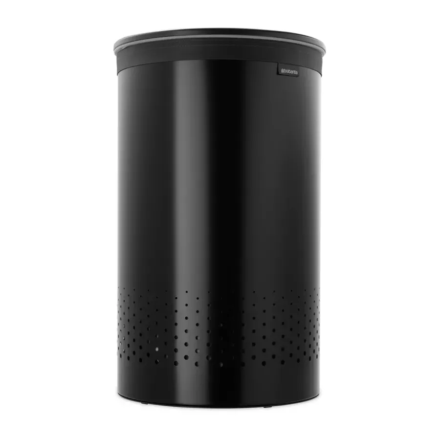 Brabantia wasbox met kunststof deksel 60 L, Matzwart< Wasmanden