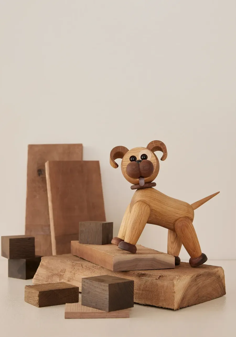 Spring Copenhagen Buddy Hond decoratie 20,5 cm, Eik< Houten Beelden