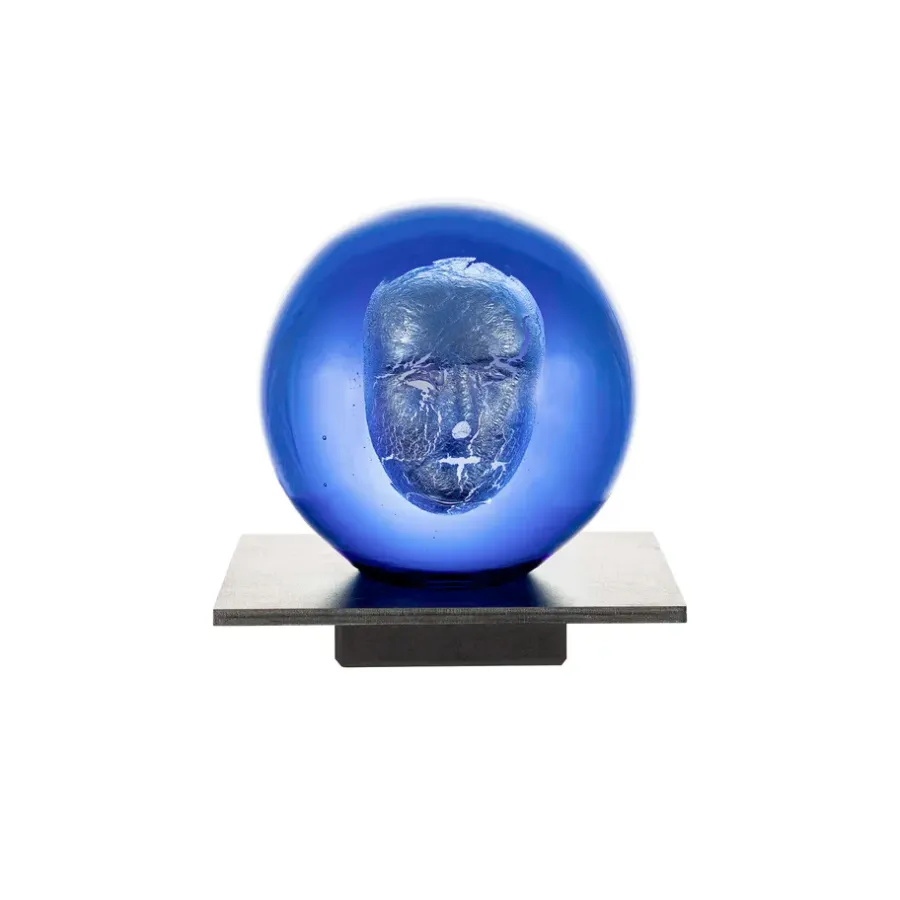 Kosta Boda BV Headman glassculptuur, Blauw< Glaskunst|Sculpturen & Porseleinen Beelden