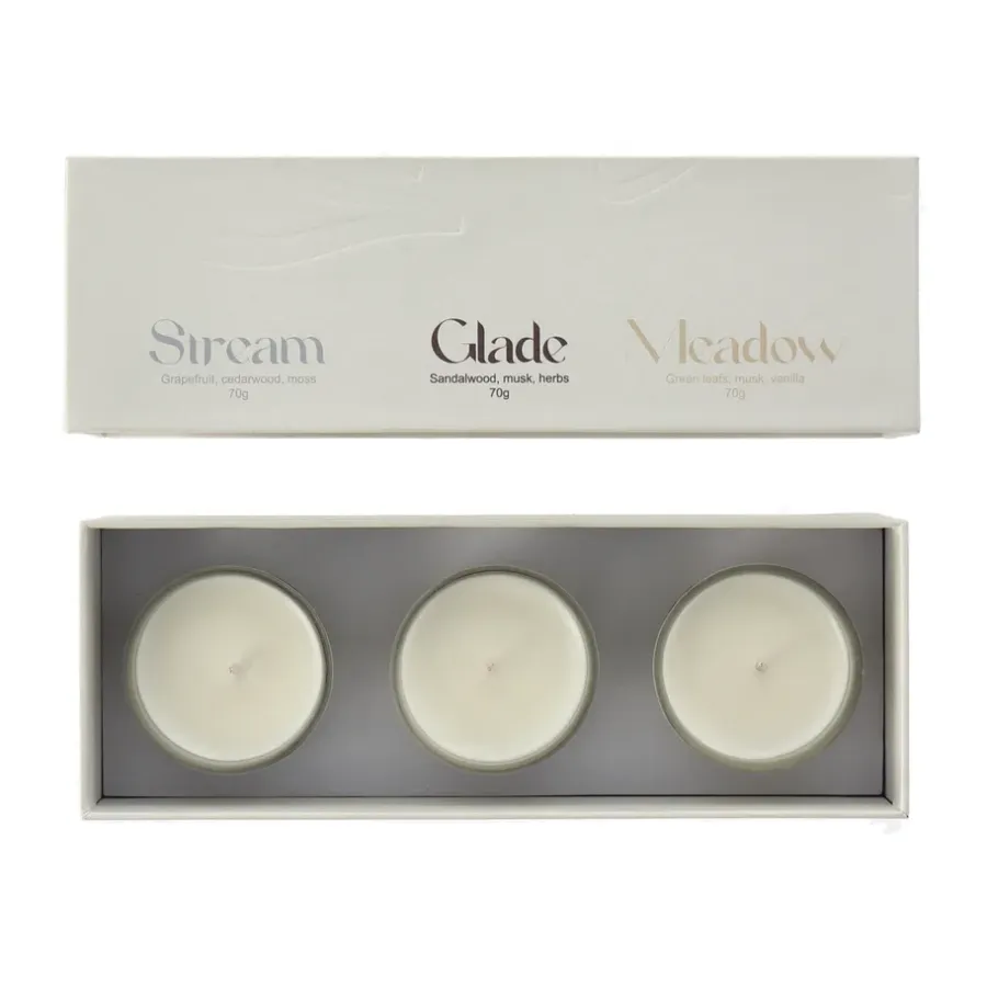 Scandi Living Cadeauverpakking geurkaars 70g 3-pack, Stream/Glade/Meadow< Geurkaarsen & Aroma Diffusers