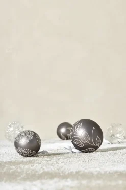 Lene Bjerre Cadelia kerstbal Ø6 cm, Donkergrijs, sneeuwvlok< Kerstdecoraties