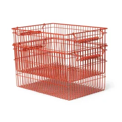 Ferm Living Cala stapelbare mand 2-pack, Poppy red< Opbergmanden
