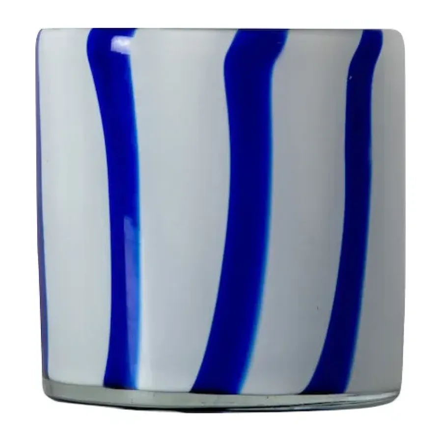 Byon Calore waxinelichtjeshouder XS Ø10 cm, Blue-white< Kaarsenhouders & Kaarsenborden