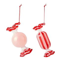 Broste Copenhagen Candy kerstboomhanger glas 2-delig, Dusty pink< Kerstdecoraties
