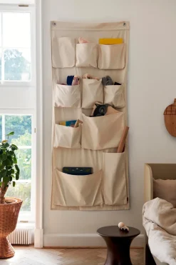 Ferm Living Canvas wall pockets opberger voor aan de muur, 70x160 cm< Wanddecoraties|Kinderkamer Interieuraccessoires