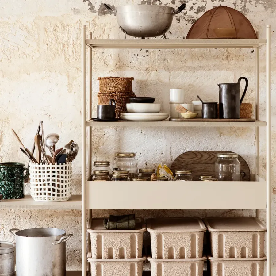 Ferm Living Ceramic gevlochten mand Ø23,5 cm, Off white< Opbergmanden
