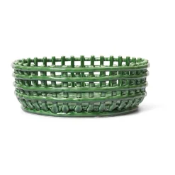 Ferm Living Ceramic gevlochten schaal , Emerald Green< Decoratieve Schalen