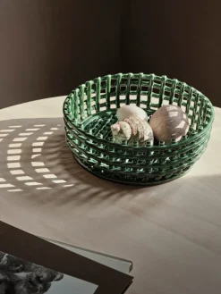 Ferm Living Ceramic gevlochten schaal , Emerald Green< Decoratieve Schalen