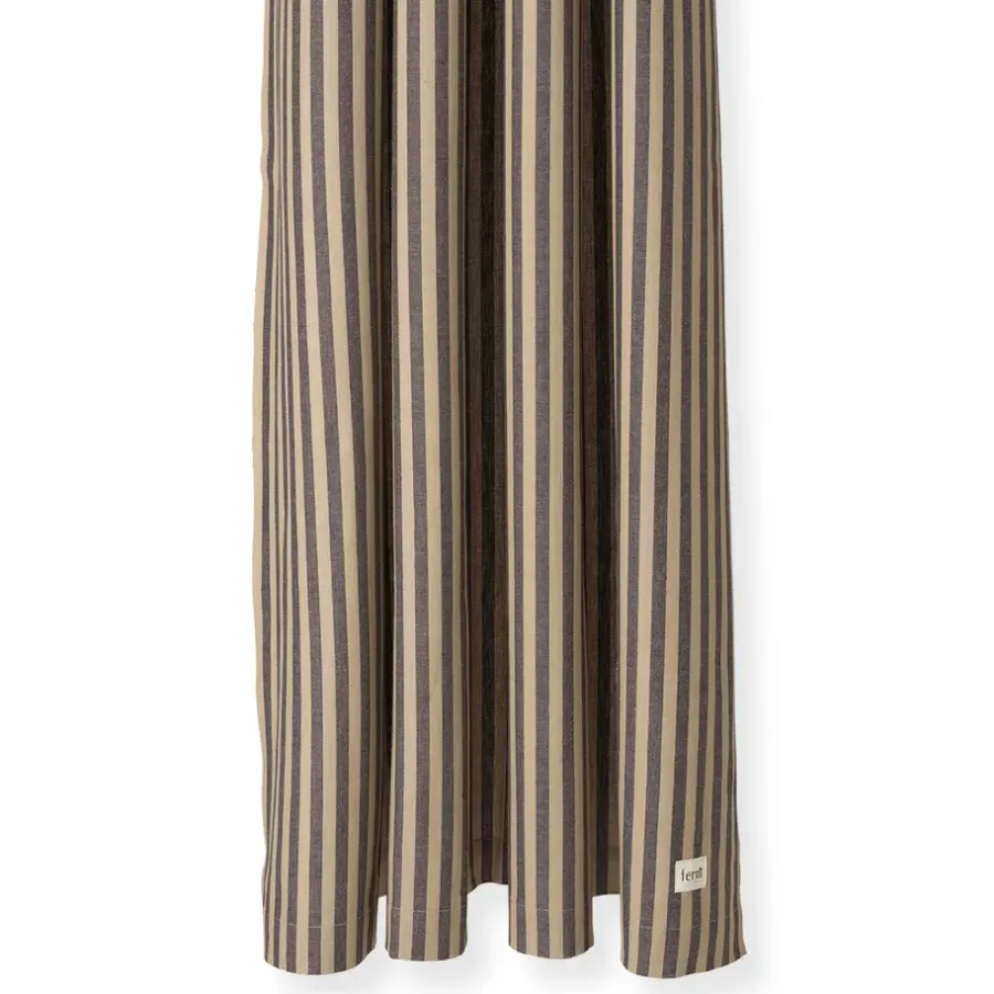 Ferm Living Chambray douchegordijn, Sand-black< Douchegordijnen