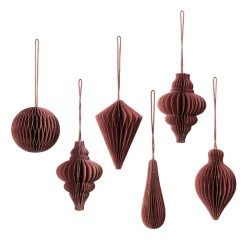 Broste Copenhagen Christmas mix kersthanger 6-pack, Pompeian red< Kerstdecoraties