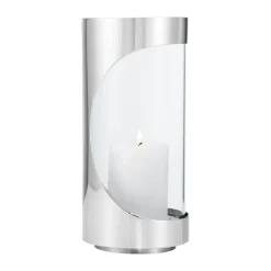 Georg Jensen Chrome contours hurricane kaarsenhouder 22 cm, Roestvrij staal< Kaarsenhouders & Kaarsenborden