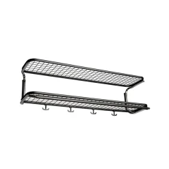 Essem Design Classic 650 hoedenplank, zwart/chroom, 2 niveaus, 40 cm< Garderobehaken & Hoedenplanken