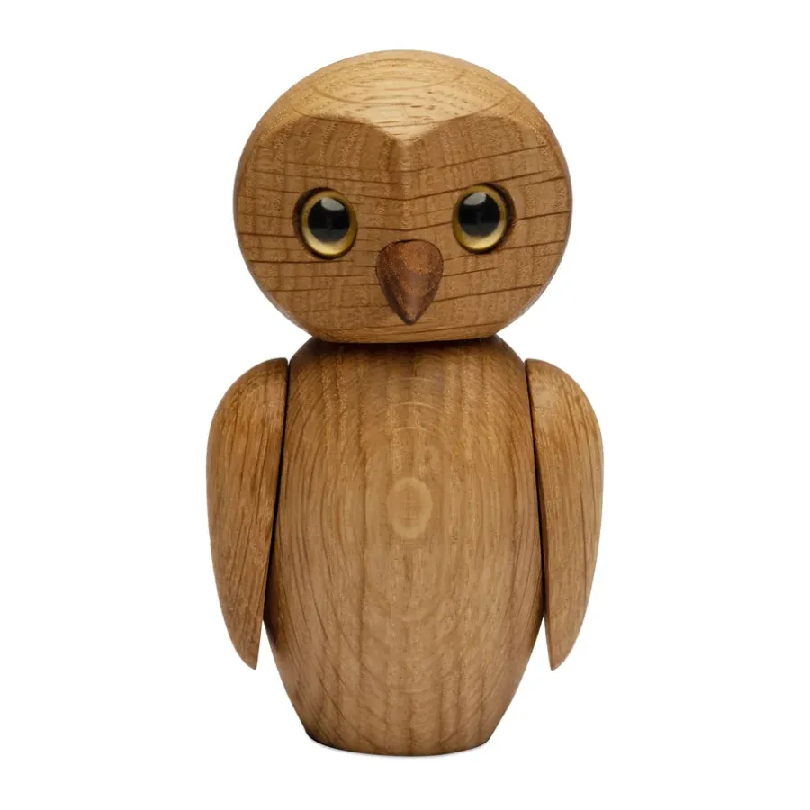 Spring Copenhagen Clever uil decoratie 10 cm, Eik< Houten Beelden