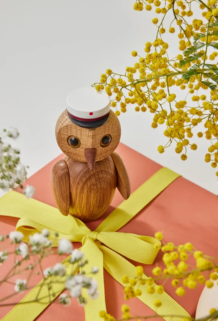Spring Copenhagen Clever uil decoratie 10 cm, Eik< Houten Beelden