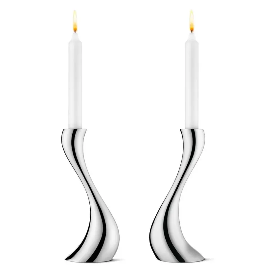 Georg Jensen Cobra kaarsenhouder 2-stuks, middel - 20 cm.< Kandelaars
