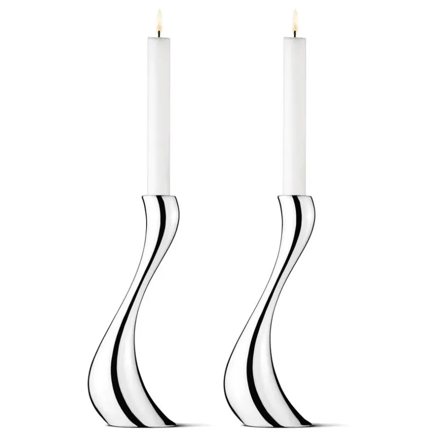 Georg Jensen Cobra kaarsenhouder 2-stuks, groot -24 cm.< Kandelaars