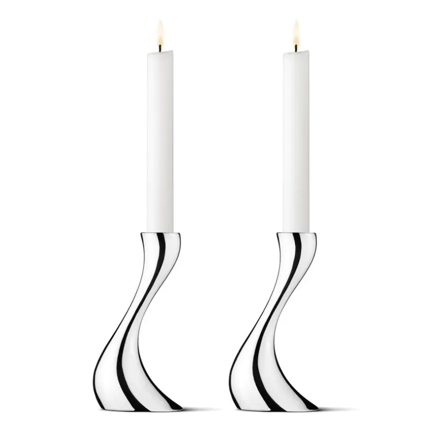 Georg Jensen Cobra kaarsenhouder 2-stuks, Klein, 16 cm< Kandelaars