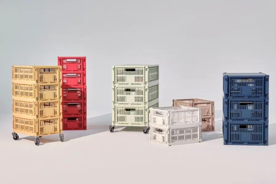 HAY Colour Crate wielen 4-pack, Medium< Opbergmanden