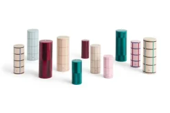 HAY Column Candle blokkaars large 25 cm, Light blue-blue grid check< Kaarsen