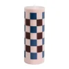 HAY Column Candle blokkaars large 25 cm, Pink-bordeaux-dark blue check< Kaarsen