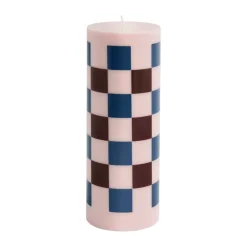HAY Column Candle blokkaars large 25 cm, Pink-bordeaux-dark blue check< Kaarsen