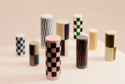 HAY Column Candle blokkaars large 25 cm, Light blue-dusty blue check< Kaarsen