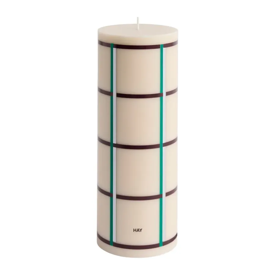 HAY Column Candle blokkaars large 25 cm, Off white-green bordeaux-silver< Kaarsen