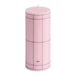 HAY Column Candle blokkaars small 15 cm, Light pink-bordeaux grid< Kaarsen