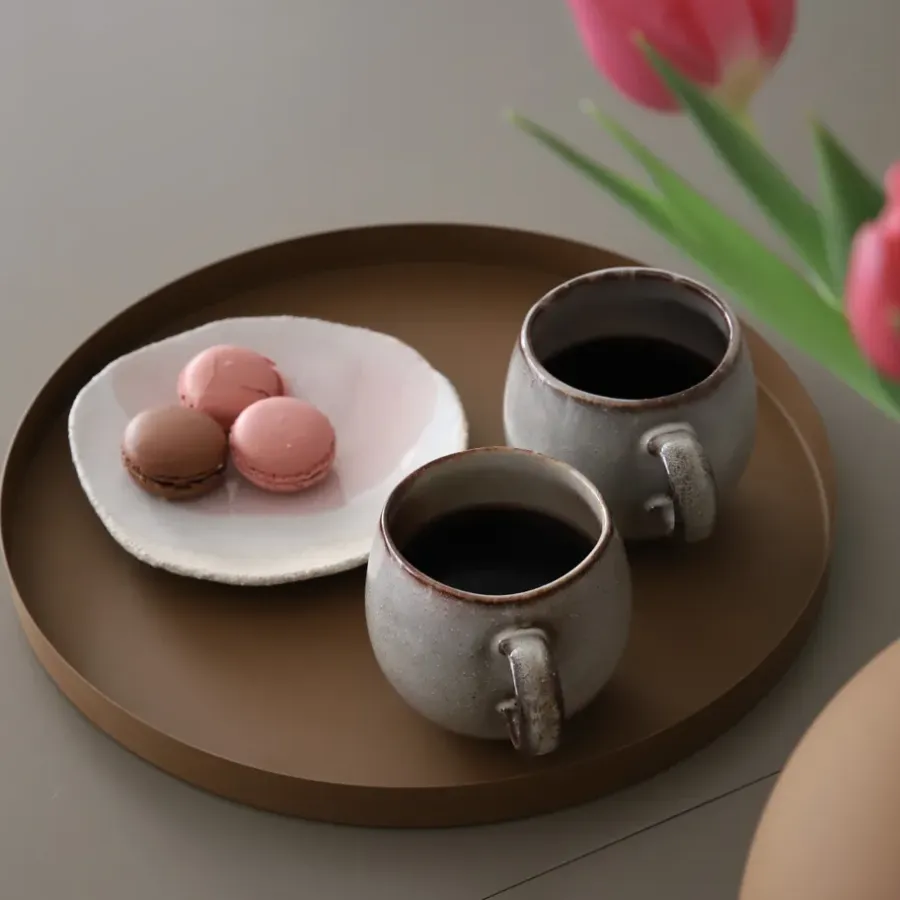 Cooee Design Cooee dienblad 30 cm. rond, Coconut< Decoratieve Dienbladen|Decoratieve Accessoires