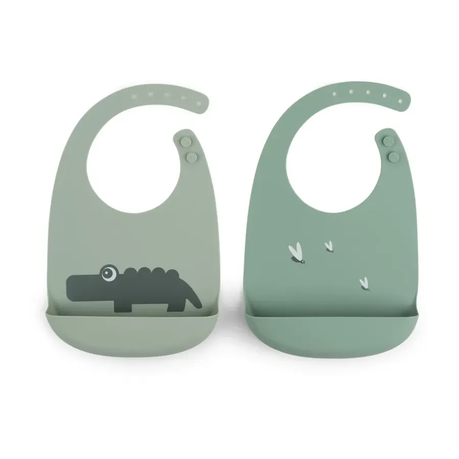 Done by deer Croco slabbetje 2-pack, Groen< Kinderkamer Interieuraccessoires|Kinderkamer Interieuraccessoires