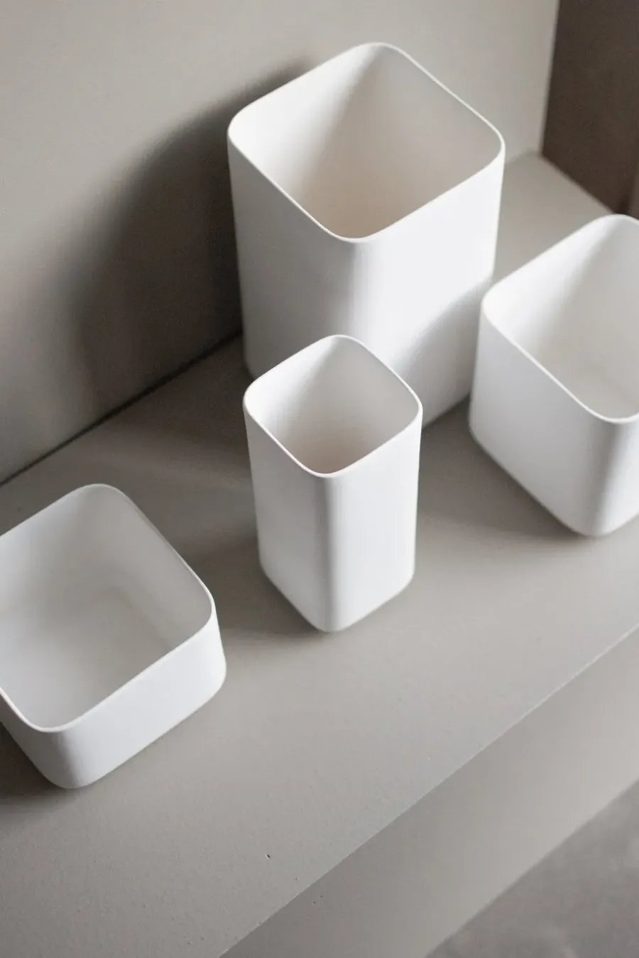 DBKD Cube plant lage pot Ø13 cm, Matte white< Bloempotten