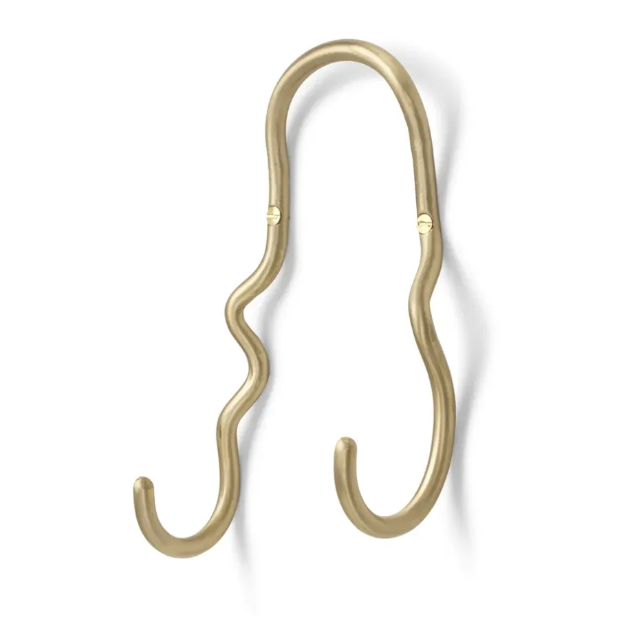 Ferm Living Curvature haak dubbel, Messing< Haken & Hangers