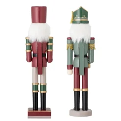 Bloomingville Darren notenkraker decoratie 38 cm 2-delig, Groen< Kerstdecoraties|Houten Beelden