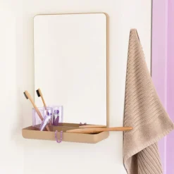 Design Letters Wandspiegel met plank, Beige< Wandspiegels